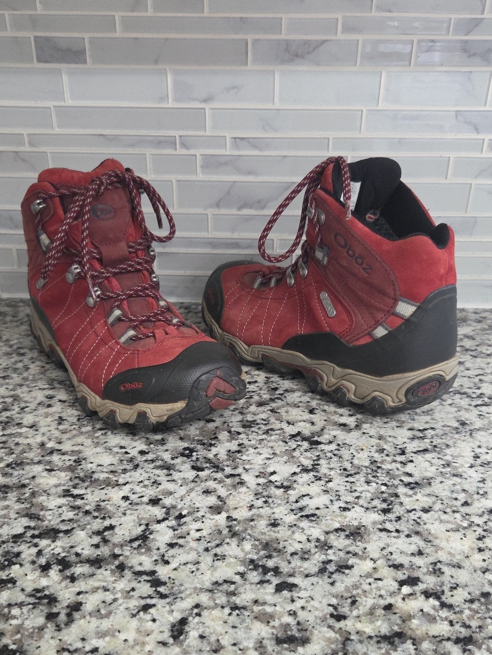 Womens Red Oboz Bridger Hiking Boots sz 9.5 B Dry Trail Shoes
